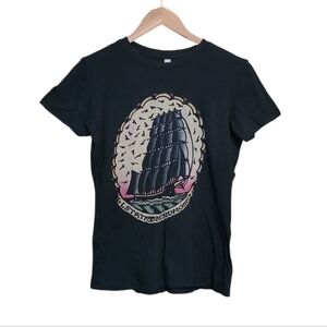 Women's Traditional Clipper Ship Tattoo Flash T Shirt Lucky Tattoo Supply XL